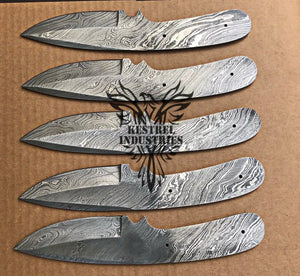 Lot of 5 Damascus Steel Blank Blade Knife For Knife Making Supplies (SU-178)