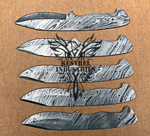 Lot of 5 Custom Handmade Damascus Steel Blank Blade Knife For Knife Making Supplies (SU-109)