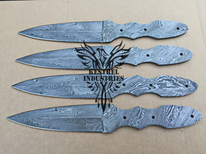 Lot of 4 Damascus Steel Blank Blade Knife For Knife Making Supplies (SU-158)