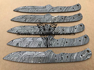 Lot of 5 Damascus Steel Blank Blade Knife For Knife Making Supplies (SU-210)