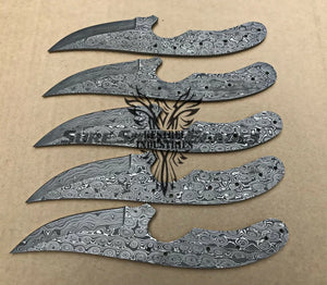 Lot of 5 Damascus Steel Blank Blade Knife For Knife Making Supplies (SU-187)