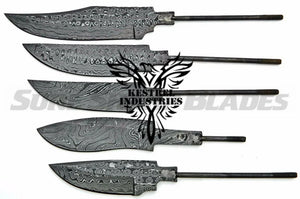 Lot of 5 Damascus Steel Blank Blade Knife For Knife Making Supplies (SU-193)