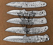 Load image into Gallery viewer, Lot of 5 Custom Handmade Damascus Steel Blank Blade Knife For Knife Making Supplies (SU-124)
