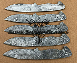 Lot of 5 Damascus Steel Blank Blade Knife For Knife Making Supplies (SU-185)