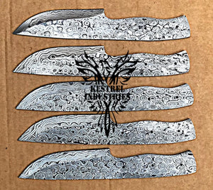 Lot of 5 Damascus Steel Blank Blade Knife For Knife Making Supplies (SU-172)