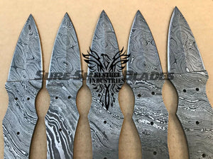 Lot of 5 Damascus Steel Blank Blade Knife For Knife Making Supplies (SU-197)