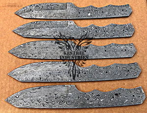 Lot of 5 Damascus Steel Blank Blade Knife For Knife Making Supplies (SU-177)