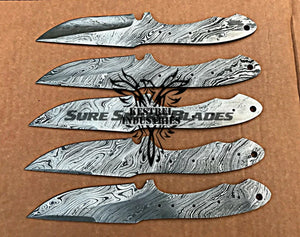 Lot of 5 Damascus Steel Blank Blade Knife For Knife Making Supplies (SU-204)