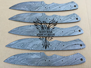 Lot of 5 Custom Handmade Damascus Steel Blank Blade Knife For Knife Making Supplies (SU-157)