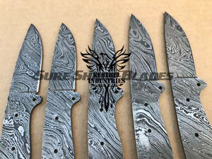 Lot of 5 Damascus Steel Blank Blade Knife For Knife Making Supplies (SU-190)