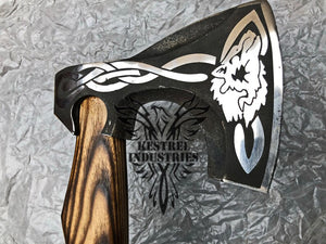 Custom Handmade Carbon Steel Viking Axe with Ash Wood Handle (VA-130)