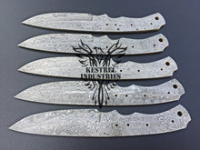 Load image into Gallery viewer, Lot of 5 Custom Handmade Damascus Steel Blank Blade Knife For Knife Making Supplies (SU-136)
