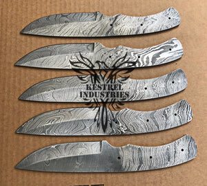 Lot of 5 Damascus Steel Blank Blade Knife For Knife Making Supplies (SU-175)