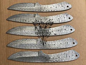 Lot of 5 Damascus Steel Blank Blade Knife For Knife Making Supplies (SU-176)