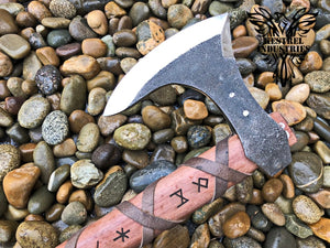 Custom Handmade Carbon Steel Viking Axe with Rose Wood Handle (VA-107)