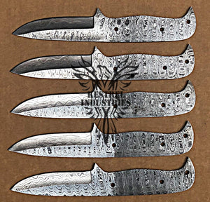 Lot of 5 Custom Handmade Damascus Steel Blank Blade Knife For Knife Making Supplies (SU-122)