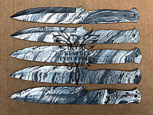 Lot of 5 Custom Handmade Damascus Steel Blank Blade Knife For Knife Making Supplies (SU-107)