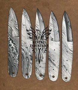 Lot of 5 Custom Handmade Damascus Steel Blank Blade Knife For Knife Making Supplies (SU-127)