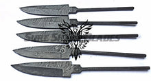 Load image into Gallery viewer, Lot of 5 Damascus Steel Blank Blade Knife For Knife Making Supplies (SU-195)
