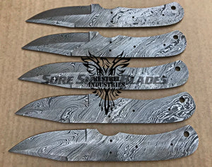 Lot of 5 Damascus Steel Blank Blade Knife For Knife Making Supplies (SU-200)