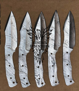 Lot of 5 Custom Handmade Damascus Steel Blank Blade Knife For Knife Making Supplies (SU-129)