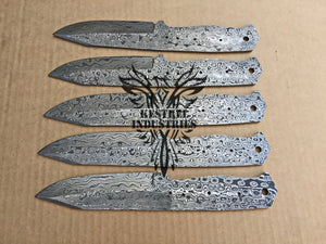 Lot of 5 Damascus Steel Blank Blade Knife For Knife Making Supplies (SU-174)