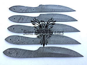 Lot of 5 Damascus Steel Blank Blade Knife For Knife Making Supplies (SU-194)