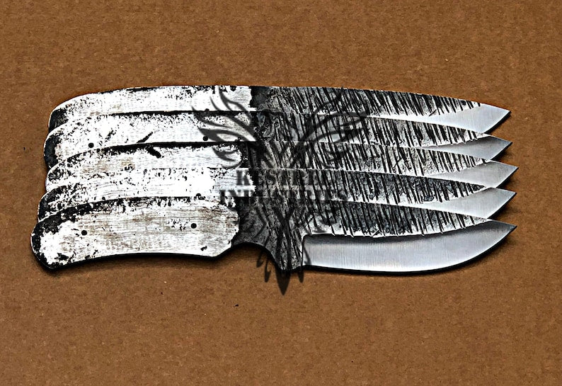 Lot of 5 Custom Handmade Damascus Steel Blank Blade Knife For Knife Ma –  Kestrel Industries Ltd