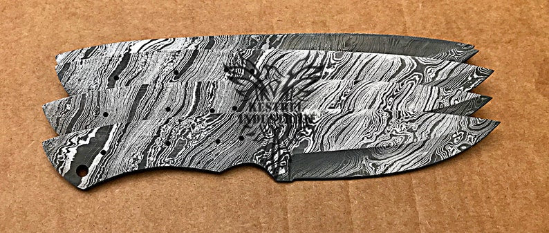 Lot of 5 Custom Handmade Damascus Steel Blank Blade Knife For