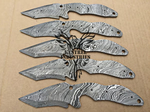 Lot of 5 Damascus Steel Blank Blade Knife For Knife Making Supplies (SU-162)