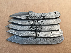 Lot of 5 Custom Handmade Damascus Steel Blank Blade Knife For Knife Making Supplies (SU-145)