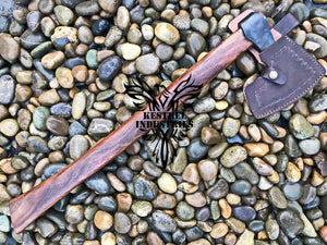 Custom Handmade Carbon Steel Viking Axe with Rose Wood Handle (VA-109)