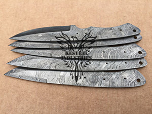 Lot of 5 Custom Handmade Damascus Steel Blank Blade Knife For Knife Making Supplies (SU-135)