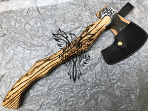 Custom Handmade Carbon Steel Viking Axe with Ash Wood Handle (VA-117)