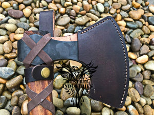 Custom Handmade Carbon Steel Viking Axe with Rose Wood Handle (VA-108)