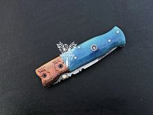 Load image into Gallery viewer, 7&quot; Custom Handmade Damascus Pocket Folding Knife, Liner Lock Folding Pocket Knife with Leather Pouch (KFK-106)
