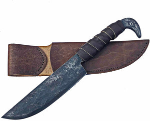 Custom Handmade Carbon Steel Viking Knife Odin Raven Head Hilt 6