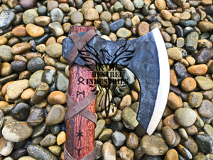 Custom Handmade Carbon Steel Viking Axe with Rose Wood Handle (VA-103)