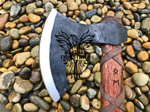 Custom Handmade Carbon Steel Viking Axe with Rose Wood Handle (VA-103)