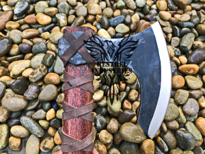 Custom Handmade Carbon Steel Viking Axe with Rose Wood Handle (VA-104)