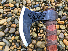 Load image into Gallery viewer, Custom Handmade Carbon Steel Viking Axe with Rose Wood Handle (VA-104)
