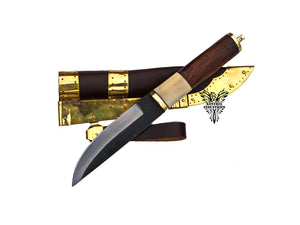 Viking Carbon Steel Hunting/Camping Knife with Leather Scabbard, Norse Pagan Knife (KVK-101)