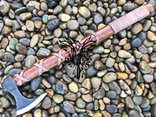 Load image into Gallery viewer, Custom Handmade Carbon Steel Viking Axe with Rose Wood Shaft, Ragnar&#39;s Axe (VA-101)
