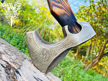 Load image into Gallery viewer, Custom Handmade Carbon Steel Viking Axe with Ash Wood Handle (VA-140)
