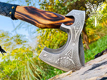 Load image into Gallery viewer, Custom Handmade Carbon Steel Viking Axe with Ash Wood Handle (VA-141)
