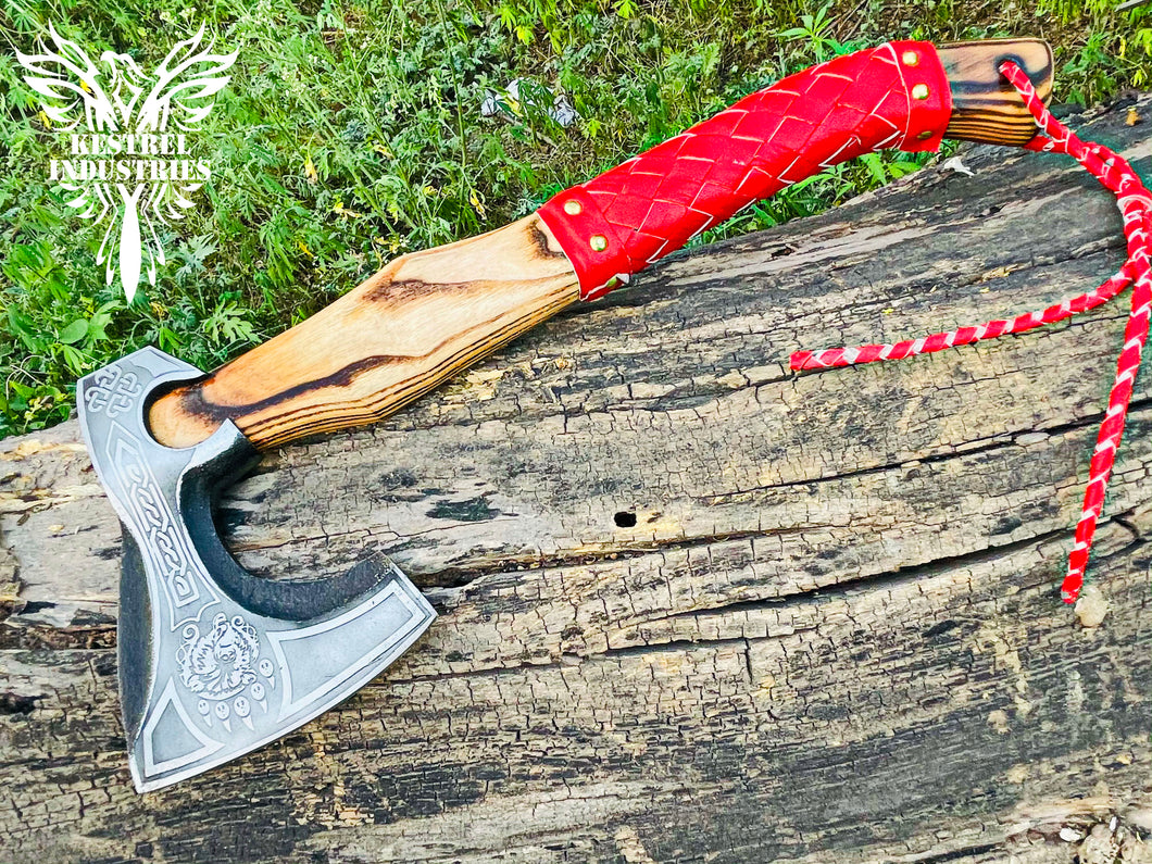 Custom Handmade Carbon Steel Viking Axe with Ash Wood Handle (VA-144)