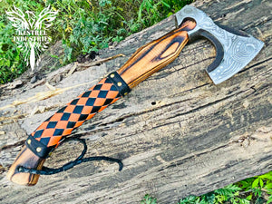 Custom Handmade Carbon Steel Viking Axe with Ash Wood Handle (VA-145)