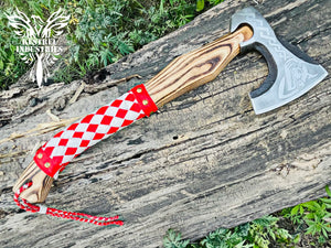 Custom Handmade Carbon Steel Viking Axe with Ash Wood Handle (VA-146)