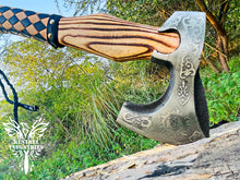 Load image into Gallery viewer, Custom Handmade Carbon Steel Viking Axe with Ash Wood Handle (VA-148)
