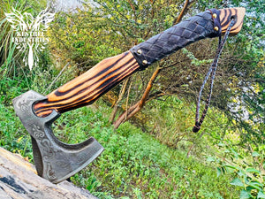 Custom Handmade Carbon Steel Viking Axe with Ash Wood Handle (VA-150)